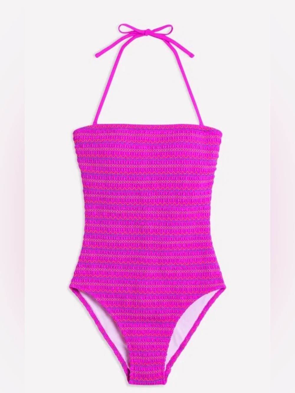 Boden Hot Pink Smocked One-Piece Swimsuit